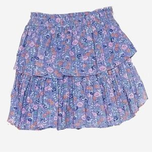 Loveshackfancy Purple Floral Mini Skirt